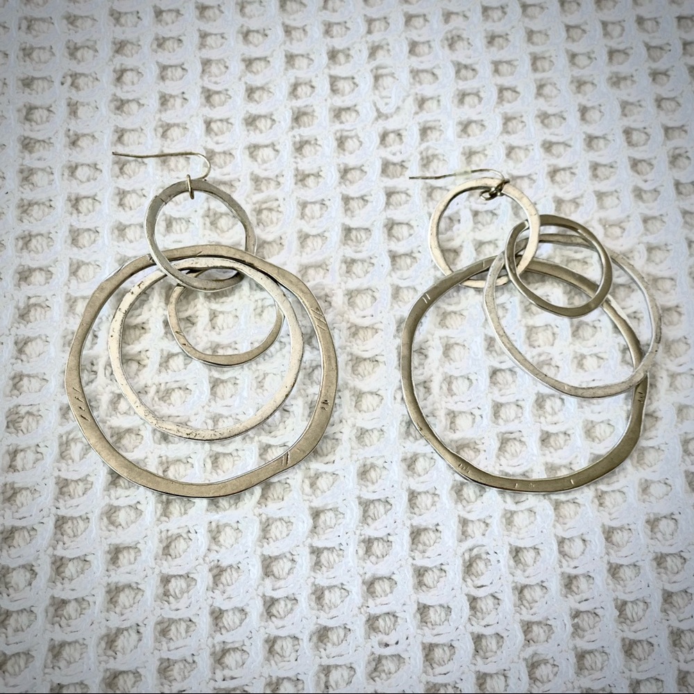 Oversized hammered hoop-in-hoop earrings